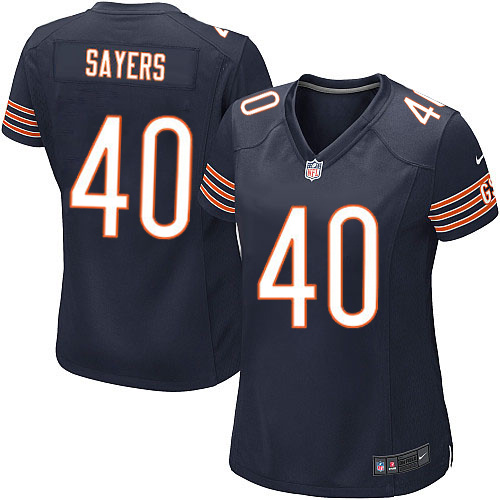 Women's Game Gale Sayers Nike Jersey Navy Blue Home - #40 NFL Chicago Bears